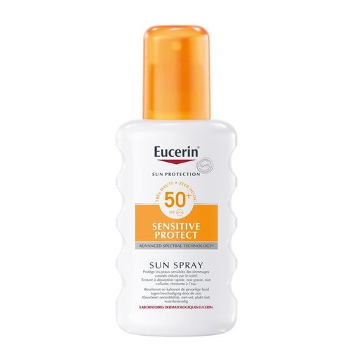 Eucerin Sun Sensitive Protect Spray SPF 50+ parfumvrije zonnebrandspray voor het lichaam_