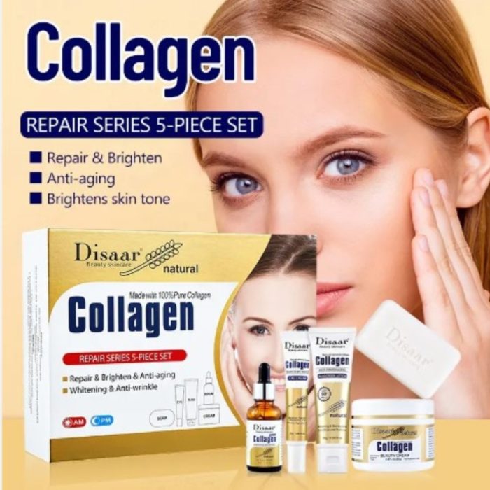 Collageen huidverzorging set - serum oogcrème body crème zonnebrand lotion en zeep - Afbeelding 2