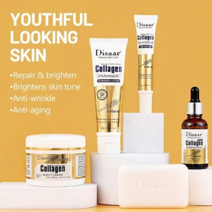 Collageen huidverzorging set - serum oogcrème body crème zonnebrand lotion en zeep - Afbeelding 4