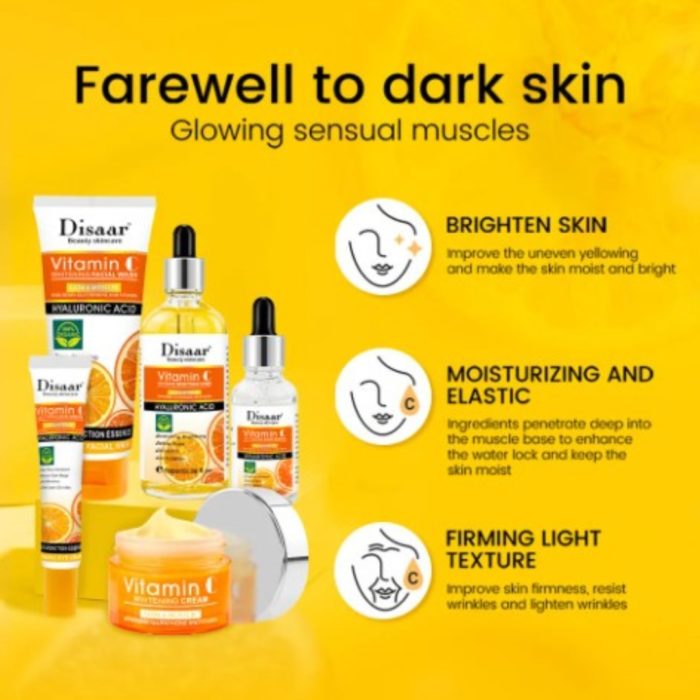 Vitamine C & hyaluronzuur huidverzorging set voor een stralende en gezonde huid - serum oogcrème crème toner en gezichtsreiniging - Afbeelding 3
