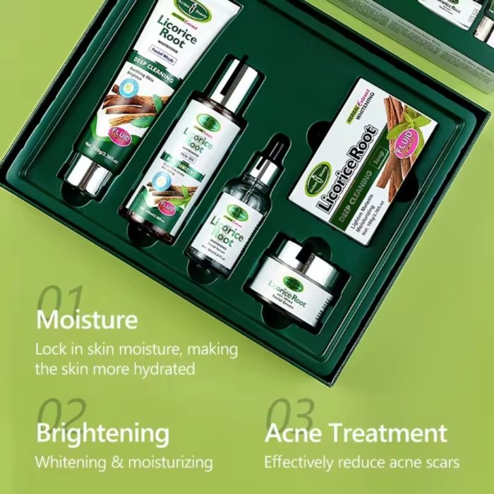 Zoethoutwortel huidverzorging set - serum gezichtscrème gezichtsreiniging huidolie en zeep - Afbeelding 3