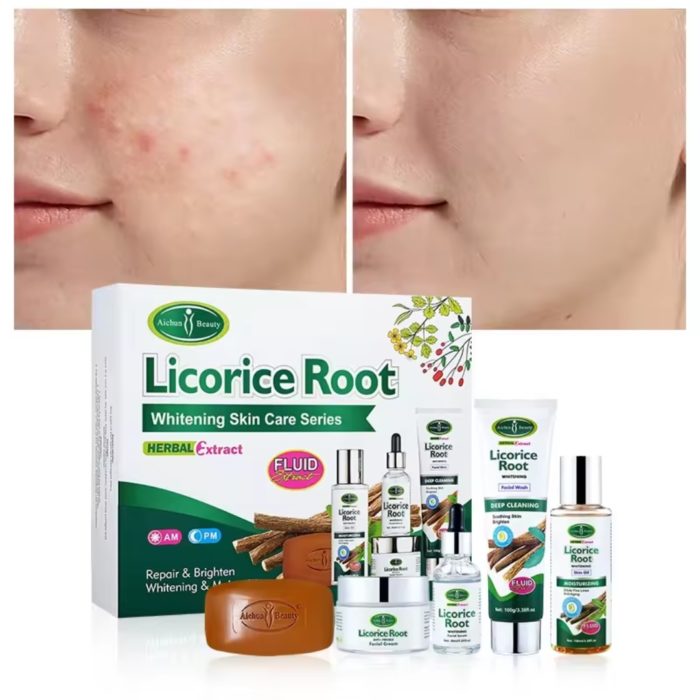 Zoethoutwortel huidverzorging set - Serum; gezichtscrème; gezichtsreiniging; huidolie en zeep
