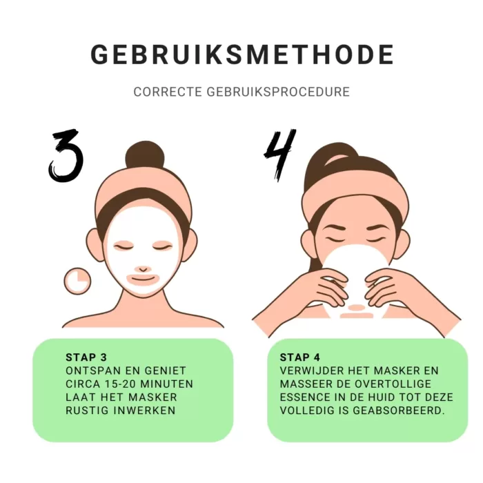 GEBRUIKSMETHODE Bioaqua gezichtmasker stap 3 en stap 4
